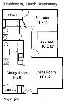 floor plan of a small house with a living room and a dining room